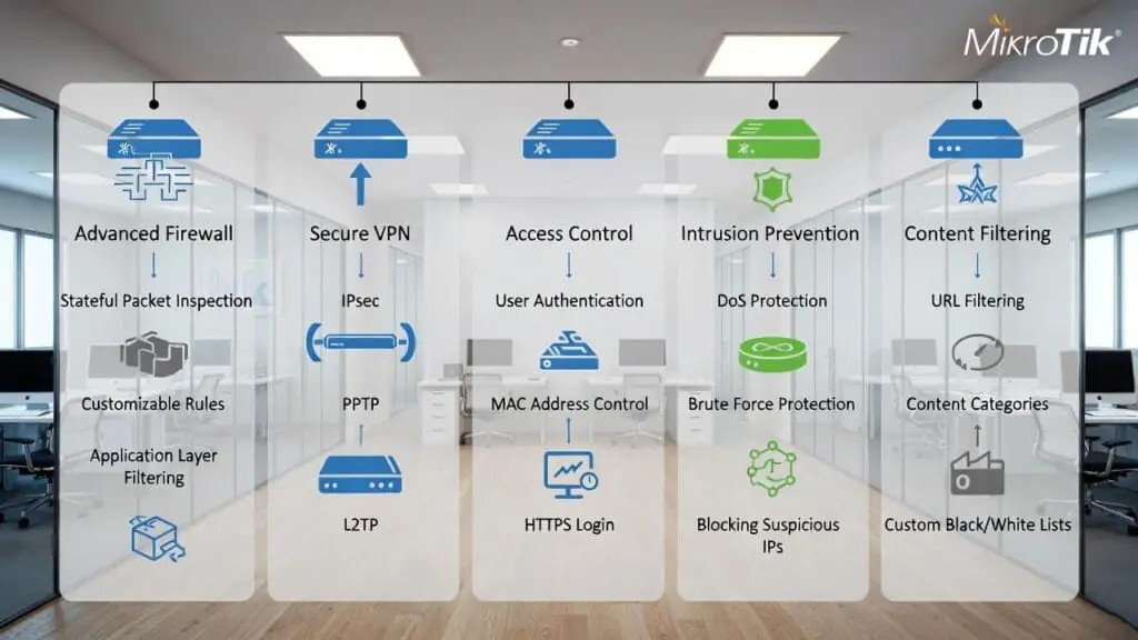 قابلیت‌های امنیتی میکروتیک (RouterOS)